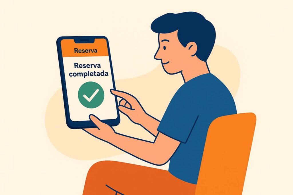 Cliente confirmando una reserva desde su móvil con sistema Ágora