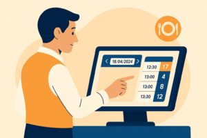 Camarero gestionando reservas en el TPV con Ágora Software