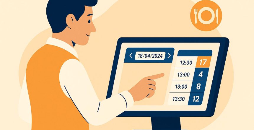 Camarero gestionando reservas en el TPV con Ágora Software